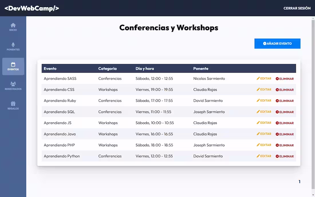 DevWebcamp - desktop screenshot 2
