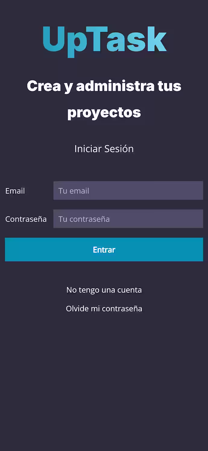 UpTask - mobile view 1