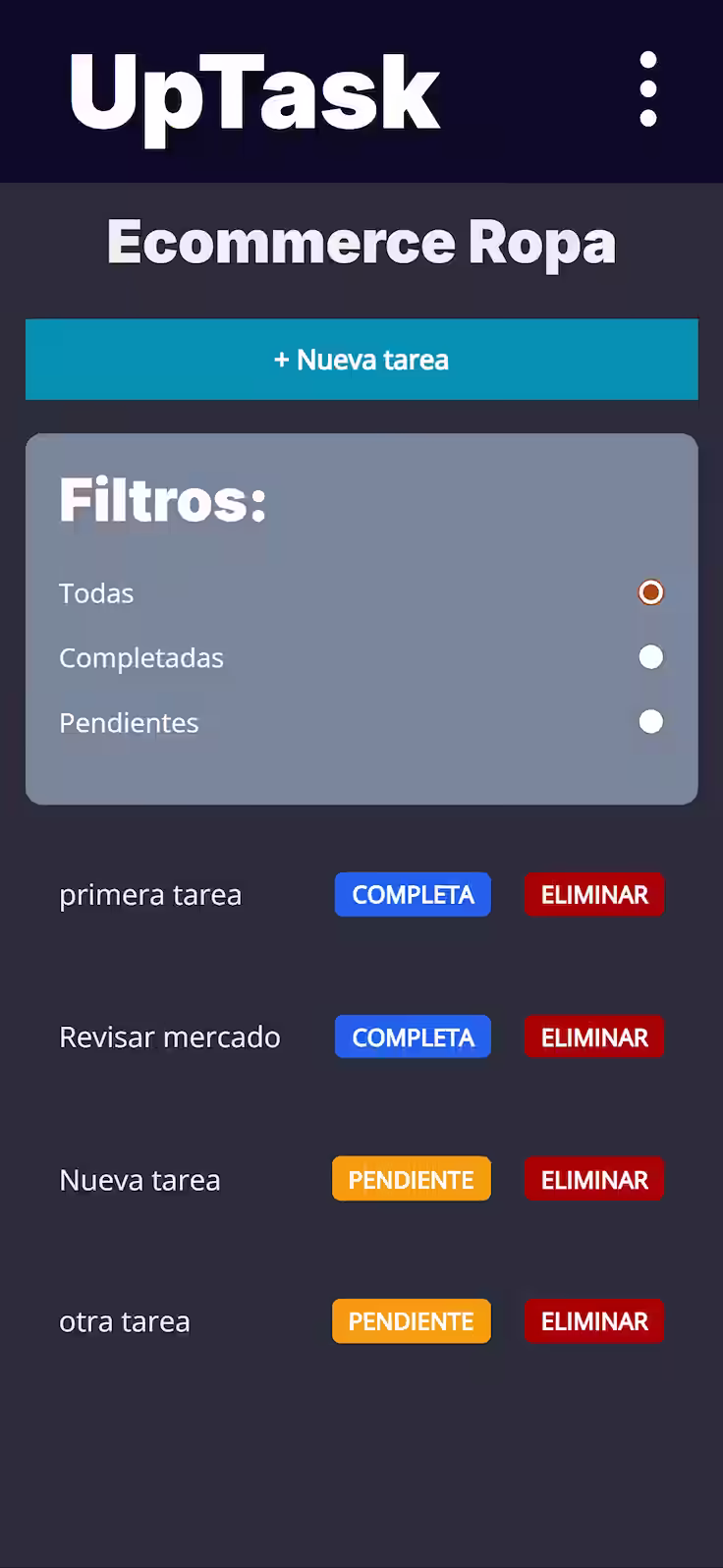 UpTask - mobile view 2
